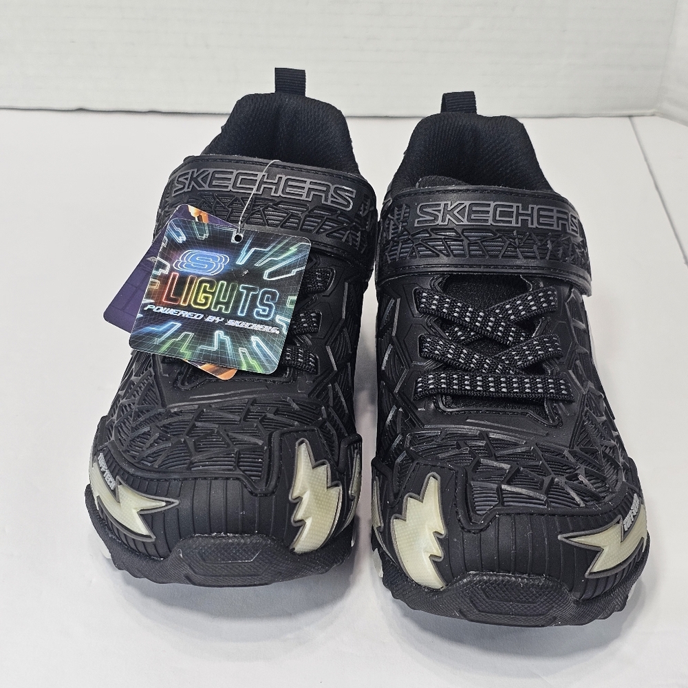 Skechers Kids Black Light-Up Sneakers with Lightning Accents
